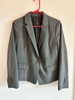 Ann Taylor Petite Gray Blazer with Notch Lapel
